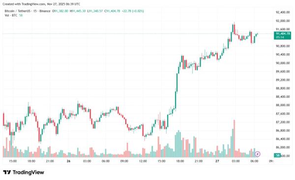 Биткоин вернулся к отметкам выше $91 000